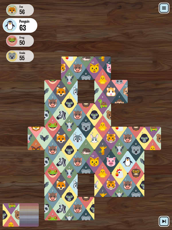 Matchimals iPad screenshot: four-player game in progress